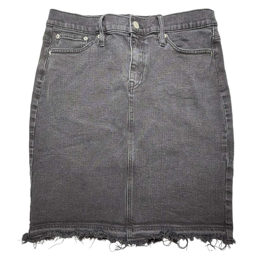 J.Crew Jeans Frayed Raw Hem Denim Skirt Womens 29 Black Mini Distressed Charcoal